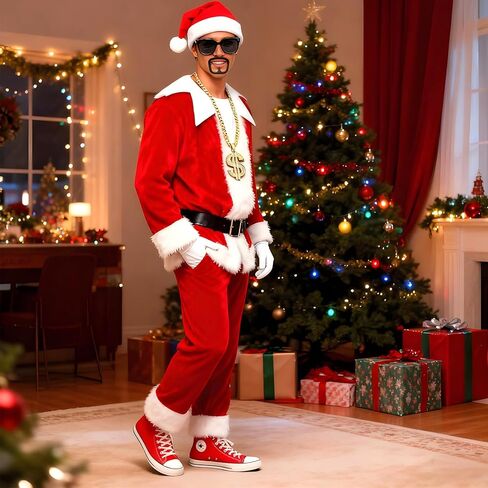 Christmas Elf Costume Set Adult Doll Outfit White Collar Red White Elf Accessories Christmas Party Accessory in Saudi Arabia