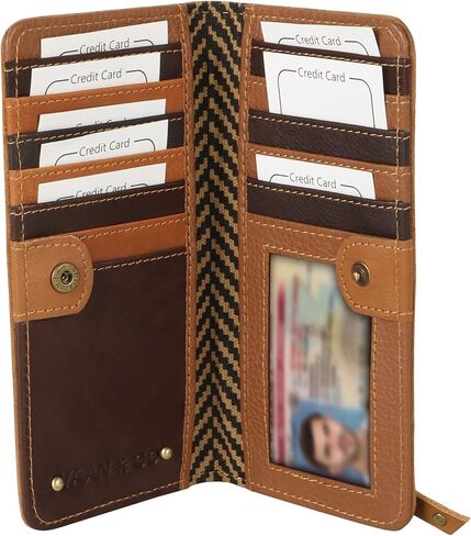 محفظة Vaan & Co ثنائية الطي للحماية RFID، جلد طبيعي مُعاد تدويره (أسود بني) in Kuwait