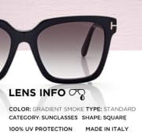 Tom Ford FT0952 SELBY نظارة شمسية مربعة الشكل + حزمة مع طقم تنظيف النظارات eSHADES، 55 مم، أسود لامع (55 مم) in Saudi Arabia