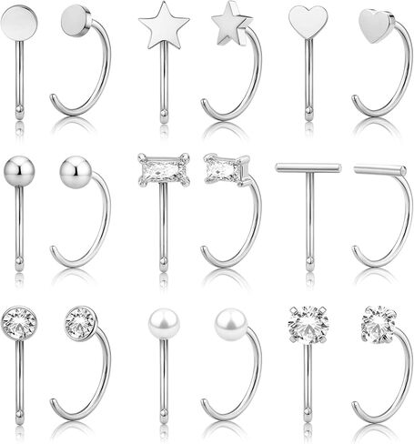 14K Gold Huggie Half Hoop Earrings Cartilage Helix Open Hugging Earrings for Women | 9 Pairs Hypoallergenic 316L Stainless Steel Jewelry Set in Saudi Arabia