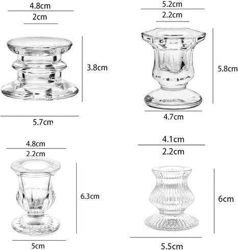 4Pcs Glass Candle Holders,Small Candlestick Holder for Fall Wedding Party Dinner Table Centerpiece,Glass Taper Candle Holders for Living Room,Christmas Halloween Festival Decor (Type C) in Saudi Arabia