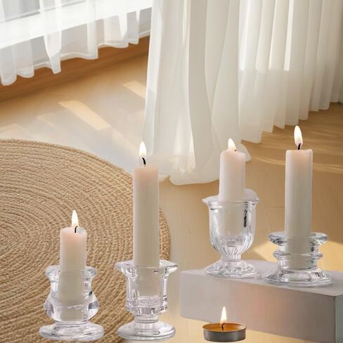 4Pcs Glass Candle Holders,Small Candlestick Holder for Fall Wedding Party Dinner Table Centerpiece,Glass Taper Candle Holders for Living Room,Christmas Halloween Festival Decor (Type C) in Saudi Arabia