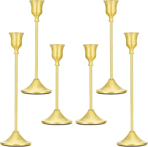 BLMHTWO 6 Pcs Gold Candle Holders,Candlestick Holder Metal Tall Taper Candle Holders Vintage Wedding Table Decor for Dining Table, Party, Cabinet in Saudi Arabia
