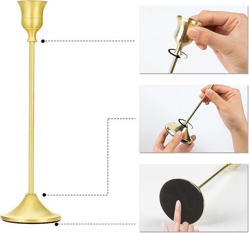 BLMHTWO 6 Pcs Gold Candle Holders,Candlestick Holder Metal Tall Taper Candle Holders Vintage Wedding Table Decor for Dining Table, Party, Cabinet in Saudi Arabia