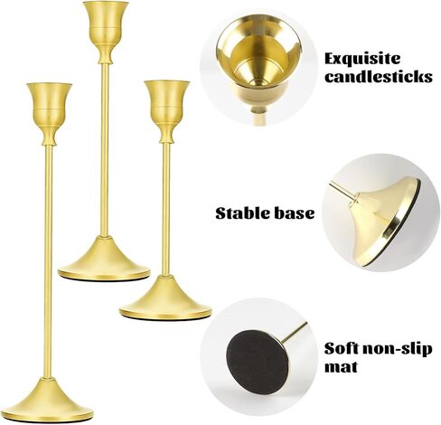 BLMHTWO 6 Pcs Gold Candle Holders,Candlestick Holder Metal Tall Taper Candle Holders Vintage Wedding Table Decor for Dining Table, Party, Cabinet in Saudi Arabia