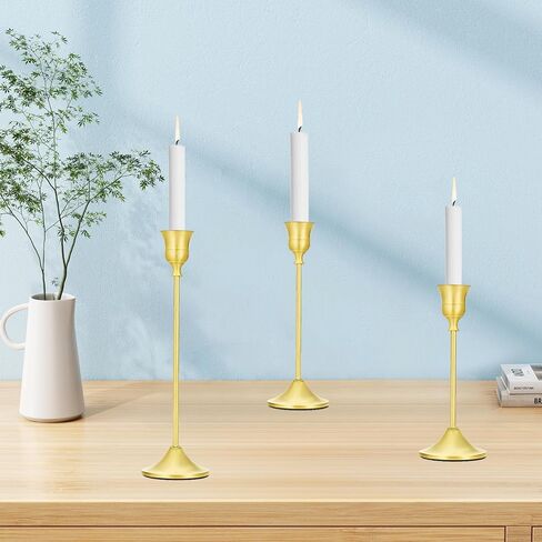 BLMHTWO 6 Pcs Gold Candle Holders,Candlestick Holder Metal Tall Taper Candle Holders Vintage Wedding Table Decor for Dining Table, Party, Cabinet in Saudi Arabia