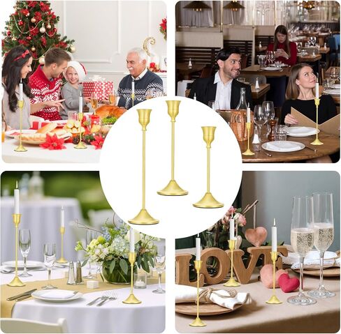 BLMHTWO 6 Pcs Gold Candle Holders,Candlestick Holder Metal Tall Taper Candle Holders Vintage Wedding Table Decor for Dining Table, Party, Cabinet in Saudi Arabia
