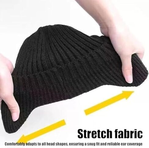 2026 New Cozy Beanie Head with Brim and Ear Flaps, Winter Knit Beanies for Men Women,Winter Beanie,Elastic Fabric,for Unisex in Saudi Arabia