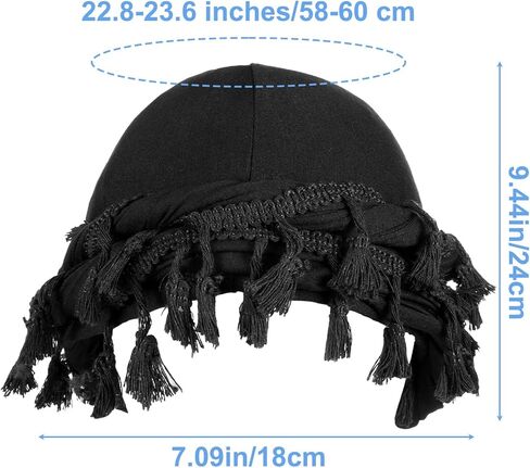 عمامة للرجال مبطنة بالساتان، غطاء للرأس Durag مربوط مسبقًا بشراشيب، قبعة صغيرة كلاسيكية ملتوية مع شرابة مبطنة بالساتان، قبعة نوم عمامة هالة سوداء in Kuwait