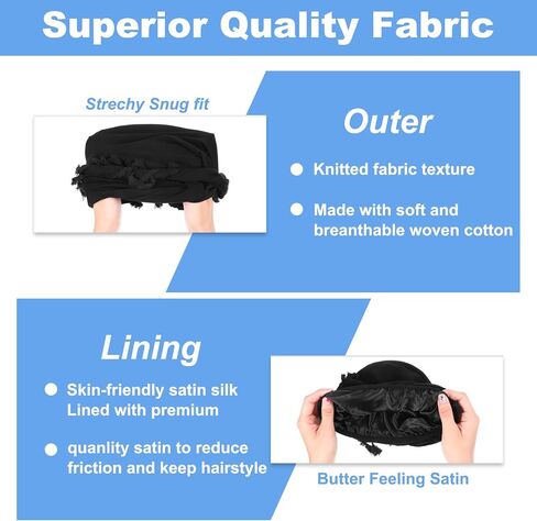 عمامة للرجال مبطنة بالساتان، غطاء للرأس Durag مربوط مسبقًا بشراشيب، قبعة صغيرة كلاسيكية ملتوية مع شرابة مبطنة بالساتان، قبعة نوم عمامة هالة سوداء in Kuwait