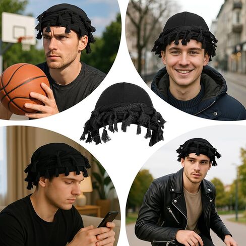 عمامة للرجال مبطنة بالساتان، غطاء للرأس Durag مربوط مسبقًا بشراشيب، قبعة صغيرة كلاسيكية ملتوية مع شرابة مبطنة بالساتان، قبعة نوم عمامة هالة سوداء in Kuwait