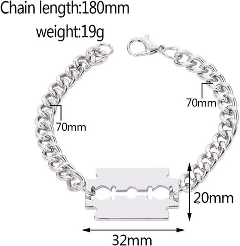 Mens Stainless Steel Bracelet Punk Blade Design Silver Chain Fashion Jewelry Gift for Birthday Anniversary Party in Saudi Arabia