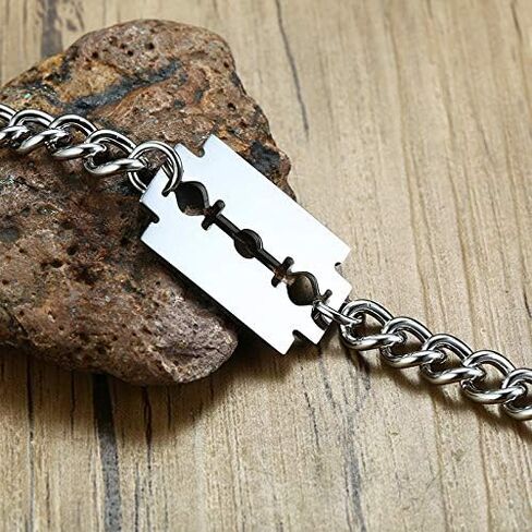 Mens Stainless Steel Bracelet Punk Blade Design Silver Chain Fashion Jewelry Gift for Birthday Anniversary Party in Saudi Arabia