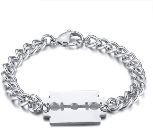 Mens Stainless Steel Bracelet Punk Blade Design Silver Chain Fashion Jewelry Gift for Birthday Anniversary Party in Saudi Arabia