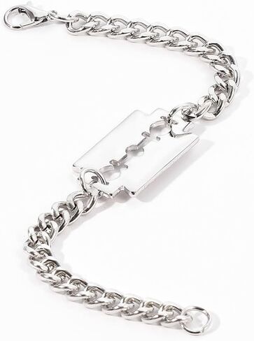 Mens Stainless Steel Bracelet Punk Blade Design Silver Chain Fashion Jewelry Gift for Birthday Anniversary Party in Saudi Arabia