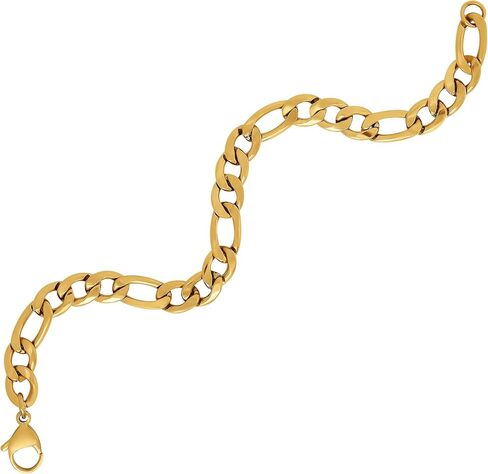 سوار من الفولاذ المقاوم للصدأ للرجال من Lucky Brand مقاس 8.5 بوصة، سوار سلسلة فيجارو مطلي بالذهب للرجال in Saudi Arabia