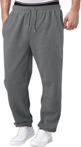 Aniywn Oversized Sweatpants Men Baggy Straight Leg Open Bottom Casual Elastic Waist Athletic Joggers Sweat Pants with Pockets in Saudi Arabia