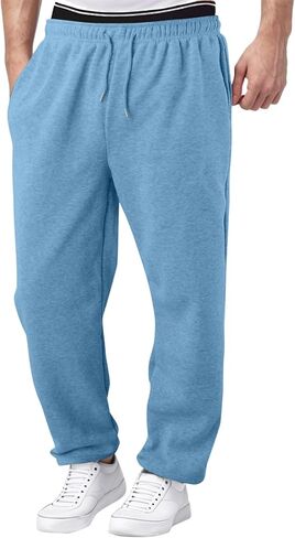 Aniywn Oversized Sweatpants Men Baggy Straight Leg Open Bottom Casual Elastic Waist Athletic Joggers Sweat Pants with Pockets in Saudi Arabia