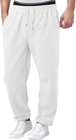 Aniywn Oversized Sweatpants Men Baggy Straight Leg Open Bottom Casual Elastic Waist Athletic Joggers Sweat Pants with Pockets in Saudi Arabia