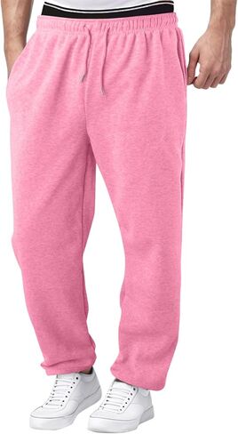 Aniywn Oversized Sweatpants Men Baggy Straight Leg Open Bottom Casual Elastic Waist Athletic Joggers Sweat Pants with Pockets in Saudi Arabia