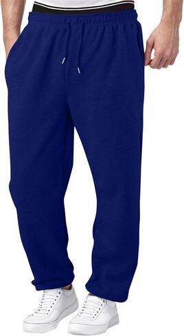 Aniywn Oversized Sweatpants Men Baggy Straight Leg Open Bottom Casual Elastic Waist Athletic Joggers Sweat Pants with Pockets in Saudi Arabia
