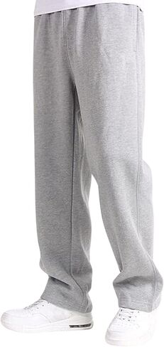Aniywn Oversized Sweatpants Men Baggy Straight Leg Open Bottom Casual Elastic Waist Athletic Joggers Sweat Pants with Pockets in Saudi Arabia