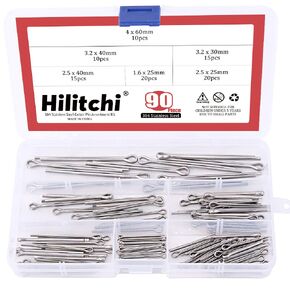 Hilitchi 300Pcs 12 Sizes Zinc Plated Steel Cotter Pin Hairpin and R Clips Fastener Assortment Kit for Hitch Pin Hair Pins Lock System
