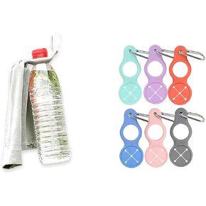GJFCWFTH 2 in 1 Water Bottle Clip with Hanging Towels, Water Bottle Holder for Backpack Belt Hiking, Clip for Bottle Hanger Hanging Buckle, 6pcs Water Bottle Carabiner Clip