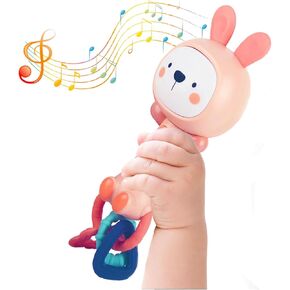 Baby Music Rattle Toy, Baby Teething Toy for Infants 6-12-18 Months Toddlers Sensory Toys Baby Boy Girl Gifts (Rabbit)