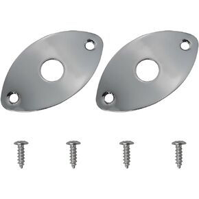 DGBRSM 2PCS Guitar Jack Socket Plate Round Metal Output Jack Plate Cover Oval Football Style Output Jack Plate for Guitar Bass Ukulele Banjo Mandolin with Mounting Screws