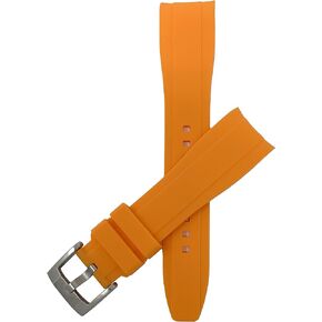Bandini Silicone Watch Bands - Curved End - Soft Rubber Replacement Watch Straps - Waterproof - Stainless Steel Buckle - Many Colors - 18mm, 20mm, 22mm