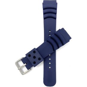 Bandini Mens Rubber Dive Watch Bands, Replacement Diver Watch Strap for Seiko and for Citizen Promaster - Curved Lines - 20mm, 22mm, Black, Blue, Green, Orange