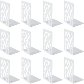 MSDADA Bookends, Book Ends for Shelves, Bookends for Office, Book Ends for Heavy Books, Book Shelf Holder Stand Home Decorative，Metal Bookend Supports, Book Stoppers, White(7 Pairs)