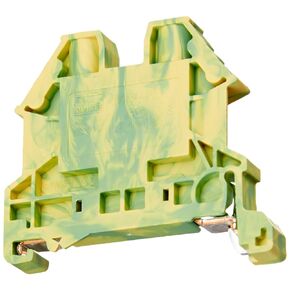 Dinkle DK4N-PE DIN Rail Grounding Terminal Block Screw Type Green Yellow IEC 630V UL 30A 10-28AWG, Pack of 100