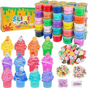 50 Pack Mini Butter Slime Kit, Scented Slime for Girls and Boys, Soft & Non-Sticky Cotten Candy Fruit Slime Party Favor Gifts, DIY Putty Stress Relief Toy for Kids