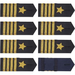 WEBEEDY 4 Pairs Professional Pilot Uniform Epaulets Pentagram Shoulder Hard Boards Gold Anchor Captain Mate Navy Fleet Admiral Uniform in Saudi Arabia