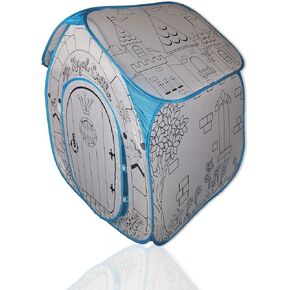 Color Your Own Tent for Kids - Indoor Playhouse Pop Up Tent for Boys and Girl Comes with Six Washable Ink Color Pens in Kuwait