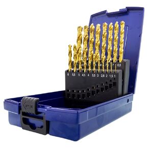 TJR® HSS TiN Twist Drill Bit Set 19 Pieces 1-10mm 0.5mm Steps Self-Centering Metal Drill Bit DIN 338 Type N 118°, for Stainless Steel, Steel, Aluminum Profiles with top Drilling Precision
