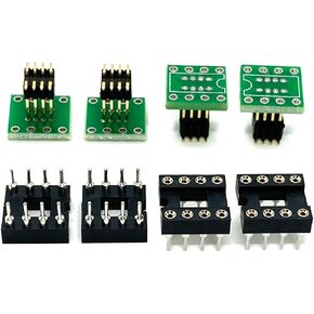 4Set DIP8 to SOP8 Adapter SMT SOIC8 Socket DIP to SMD Adapter PCB 1.27mm / 2.54mm Pitch Adapter Converter Board for Audio Sound Card Upgrade
