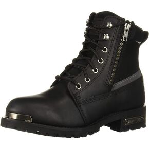 RIDETECS 6" Double Zipper Reflective Riding Boots for Men Full Grain Leather, Flexible Outsole Motorcycle Shoes