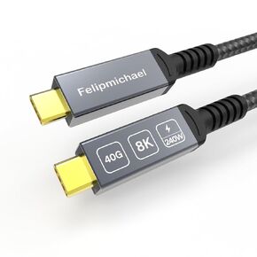 Felipmichael 240W USB4 Cable, 3.3ft USB C to C Cable,Support 8K@60Hz,4K@144Hz Display,40Gbps Data Transfer and 240W Charging,Compatible Thunderbolt 4/3 for MacBook Pro/Air,eGPU,Hub etc.