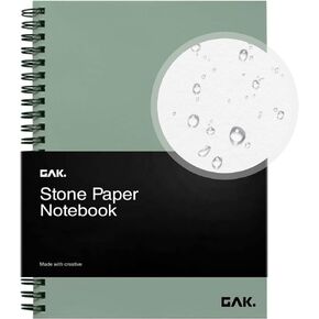 GAK. Stone Paper Notebook | No Lines Spiral Notebook Waterproof Sheet Aesthetic Journal for Note Taking | Notebooks for Work & Aesthetic School Supplies | Large Size, White (7.2"x10.1", 50 sheets) in Saudi Arabia
