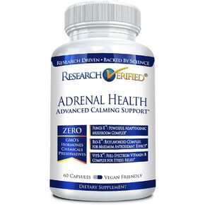 Research Verified Adrenal Support - 180 Capsules - Support Adrenal Gland Function, Boost Energy, Balance Cortisol - Mushrooms, B Vitamins, Bioflavonoids, BioPerine