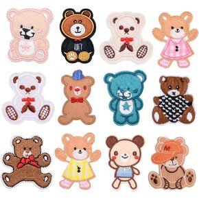 Weenkeey 12 قطعة من رقع التطريز على شكل دب لطيف على شكل دب كرتوني مخيطة على الزينة لفستان الجينز والسترات والقبعات والحقائب والأحذية in Kuwait