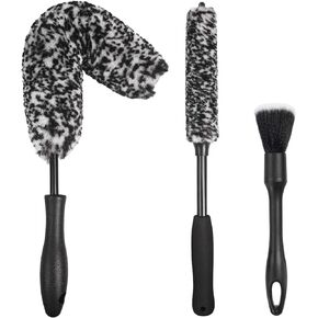 NIKCOSMK 3PCS Wheel Brush Kit for Cleaning Wheel and Tire, Wheel and Rim Brush, Car Detailing Brushes, Bendable & Durable Car Wheel Rim Cleaner Brush Set,Car Detailing Cleaning Brush Supplies Kit