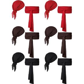 Bencailor 12 Pieces Pirate Costume Men Women Pirate Hat Pirate Head Scarf Pirate Sash Belt Dress Accessories for Party