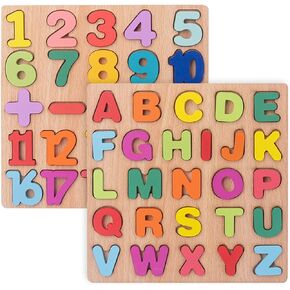 Alphabet Wooden Puzzles Sorting & Stacking Toys for Toddlers Kids Baby, Montessori Toys for 1 2 3 Year Old Boys Girls Birthday Gifts, Preschool Learning Toys Puzzles (Alphabet Wooden Puzzles)