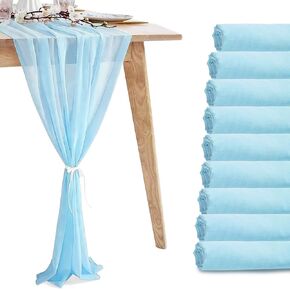 10 Pack 10ft Baby Pink Chiffon Table Runners,Wedding Table Runner,Sheer Romantic Tulle Table Runner for Christmas Wedding Bridal Tea Party Baby Shower Birthday Party Table Decorations(120 x 12 in)