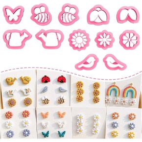 Keoker Clay Cutters Spring, 33 Polymer Clay Cutters, Flower Clay Cutters, Spring Clay Cutters for Earrings, Polymer Clay Cutters (A+B+C)