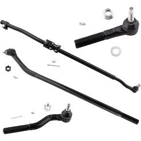 WEDOAUTO 4Pcs Suspension Steering Kit Inner Outer Tie Rod End Drag Link Fit For Jeep Wrangler 2007-2017 Sport Utility 4-Door, 2018 JK 3.6L 3.8L Replace# DS300005 DS300043 ES3624 ES800594